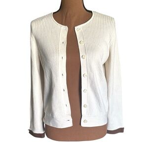Liz Claiborne Off White Long Sleeve Cardigan